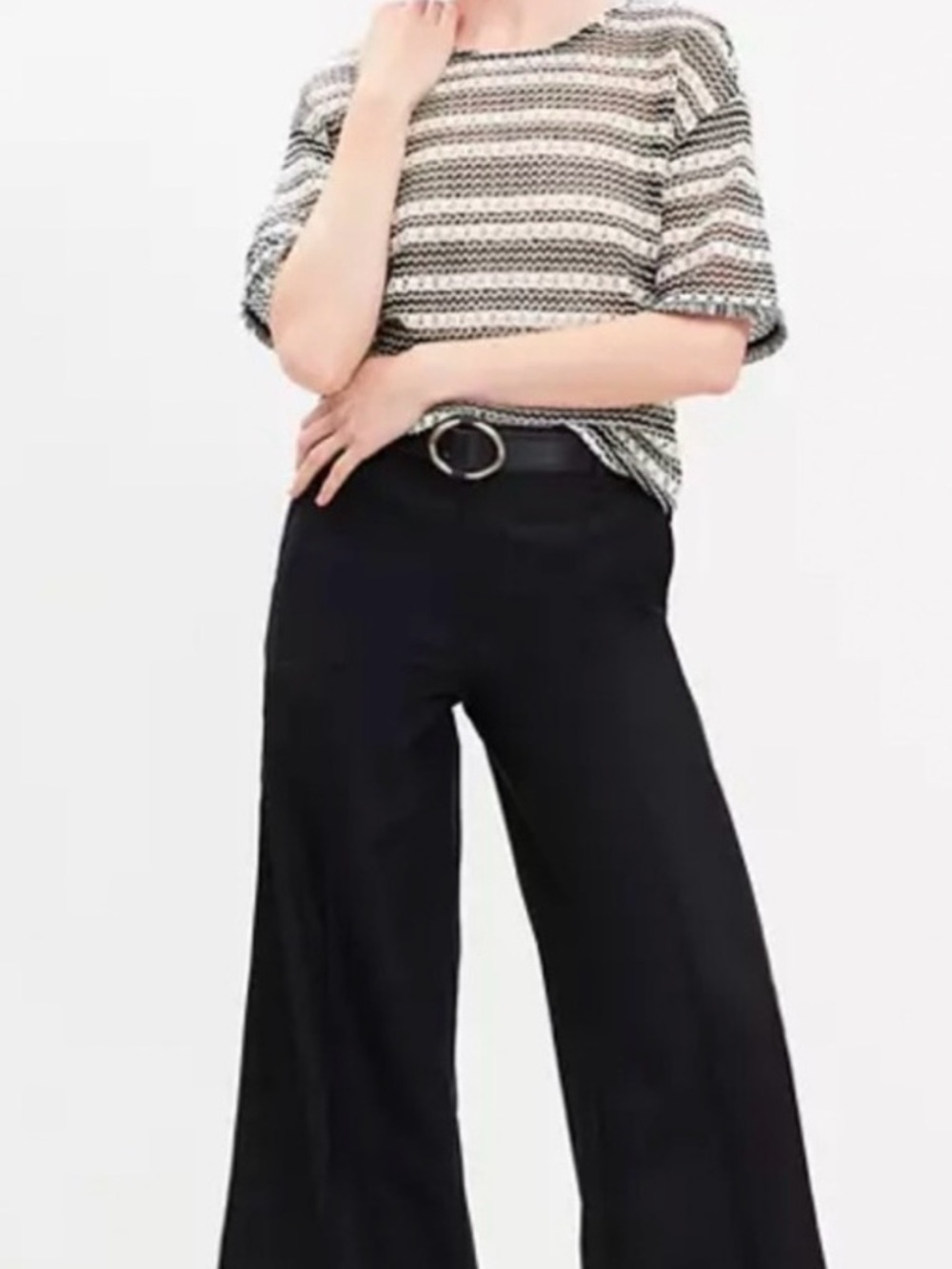 LOFT Black Wide-Leg High-Rise Pants